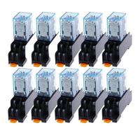 RISWEKFW 10Set MY2P HH52P MY2NJ 12V 24V DC / 110V 220V AC coil general purpose DPDT micro mini relay with socket base(DC,12V)