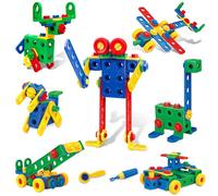 Riswistoy 82 PCS Building Blocks Toys, Ideal Construction Building Toy Sets for Children to Build Robots, Aeroplanes and Vehicles, Toy for Kids and Adults