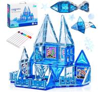 Riswistoy Magnetic Tiles for Girls-Ocean Blue Theme Magnetic Building Blocks Princess Castle STEM Toy with Learning Educational for 3 4 5 6 7 8 9 Year Old Boy Girls as Christmas Birthday Toys(49 PCS)