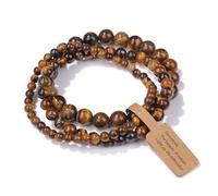 Risyfjew Healing Crystal Bracelets for Women 8mm Natural Stones Stretch Bracelet with Amethyst Charm Jewelry Gift Set of 3, 19cm, Charm, Without stones.