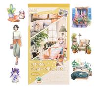 RISYPISY 281PCS Pre-Cut Junk Journal Sticker for Adult, 20 Sheets Watercolor Scrapbook Sticker Book, Scrapbooking Supplies Stickers for Planner Cottagecore Decorative DIY Craft Project