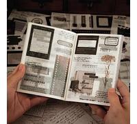 RISYPISY 40 Sheets Vintage Washi Stickers Book for Adults, Journaling Book Ephemera with 210pcs Film Stickers and 20 Self-Adhesive Scrapbooking Papers, Bullet Journaling Scrapbook Supplies