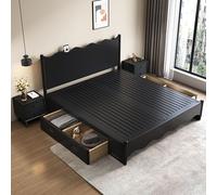 Rit Concept Agatha Queen Size / King Size / Super King Size Storage Bed, Black - Mega King Size - With Storage(Side Drawers)