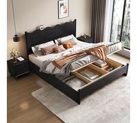 Rit Concept Agatha Queen Size / King Size / Super King Size Storage Bed, Black - Queen Size - With Storage (Gaslift)