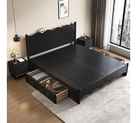 Rit Concept Agatha Queen Size / King Size / Super King Size Storage Bed, Black - Queen Size - With Storage(Side Drawers)