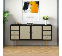 Rit Concept Babs Rattan Sideboard with Drawers, Wood - Walnut - 160cm