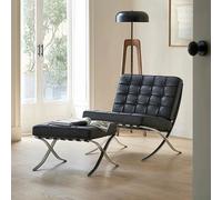 Rit Concept Barcelona Chair And Stool, Real Leather - White - Stool Only