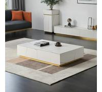 Rit Concept Demelza Coffee Table, Gold Base, Sintered Stone - With TV Stand 200CM