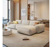Rit Concept Freya Three Seater Corner Sofa, Suede - Right Hand Facing - Cream - Three Seater Corner 300cm