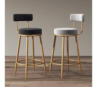 Rit Concept Gregary Bar Stool, Velvet, Gold Leg - 86cm - Grey