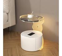 Rit Concept Hutton Round Bedside Table With Storage & Light Strip - Black