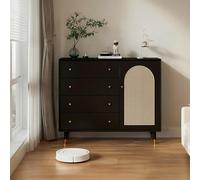 Rit Concept Raphael Rattan Sideboard, Black & Dark Brown - Cherry Wood - 120cm