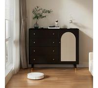 Rit Concept Raphael Rattan Sideboard, Black & Dark Brown - Dark Brown - 80cm