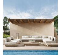 Rit Concept Scott Rattan Outdoor Sofa Set, Wood Base Sofa - Double Day Bed 155*200*56cm