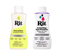 Rit Dye - 8 Oz. Liquid Fabric Dye for Clothing, Décor, and Crafts - Neon Yellow with Color Fixative