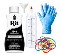 Rit Dye Liquid Black Fabric Dye 8oz Kit - All-Purpose Fabric Dye for Clothes, Cotton, Denim, Nylon & Tie Dye Projects - Includes Gloves, Rubber Bands, Funnel & Squeeze Bottle