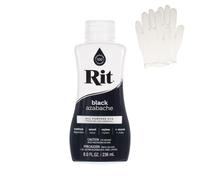 Rit Dye - Liquid Fabric Dye for Crafting, Clothing, and Décor - 8 oz. Bottle - Black (Gloves Included)