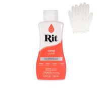 Rit Dye - Liquid Fabric Dye for Crafting, Clothing, and Décor - 8 oz. Bottle - Coral (Gloves Included)