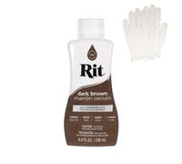 Rit Dye - Liquid Fabric Dye for Crafting, Clothing, and Décor - 8 oz. Bottle - Dark Brown (Gloves Included)