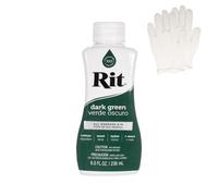 Rit Dye - Liquid Fabric Dye for Crafting, Clothing, and Décor - 8 oz. Bottle - Dark Green (Gloves Included)