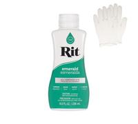 Rit Dye - Liquid Fabric Dye for Crafting, Clothing, and Décor - 8 oz. Bottle - Emerald (Gloves Included)