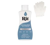 Rit Dye - Liquid Fabric Dye for Crafting, Clothing, and Décor - 8 oz. Bottle - Evening Blue (Gloves Included)