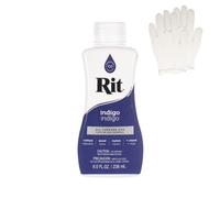Rit Dye - Liquid Fabric Dye for Crafting, Clothing, and Décor - 8 oz. Bottle - Indigo (Gloves Included)