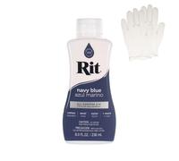 Rit Dye - Liquid Fabric Dye for Crafting, Clothing, and Décor - 8 oz. Bottle - Navy Blue (Gloves Included)