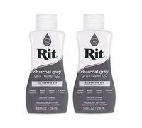 Rit Dye Multi-Purpose Liquid 237ml - Ideal for Clothing, Accessories, Decoration and Much More, Pack of 2, Chacoal Grey