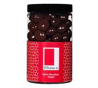 Rita Farhi Dark Chocolate Covered Ginger Luxury Gift Jar 350g - Belgian Chocolate Coated Crystallised Stem Ginger, Vegan, Palm Oil Free Recipe