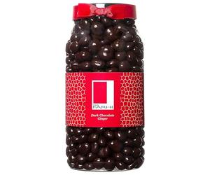 Rita Farhi Dark Chocolate Covered Ginger Luxury Gift Jar 850g - Belgian Chocolate Coated Crystallised Stem Ginger, Vegan, Palm Oil Free Recipe