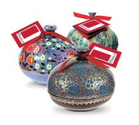 Rita Farhi Handmade Bonbonnière Filled with Dark Chocolate Coated Crystallised Gingers - Palm Oil Free 130g - Blue