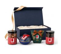 Rita Farhi Luxury Chocolate Hamper, 4-Item Gourmet Food Gift with Dark Chocolate Coffee Beans, Salted Caramel Pecans, Milk Chocolate Pistachios & Dark Chocolate Ginger