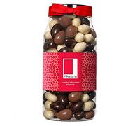 Rita Farhi Milk, Dark and White Chocolate Covered Almonds in a Gift Jar | Vegetarian and Chocolate Gift - Assorted Chocolate Coated Nuts - 770 g - New Palm Oil Free Recipe