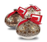 Rita Farhi Milk, Dark and White Chocolate Covered Almonds in a Handmade Papier Machè Bonbonnière - Luxury Chocolate Gift Box - 130 g - Gold - New Palm Oil Free Recipe