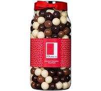Rita Farhi Milk, Dark and White Chocolate Covered Hazelnuts in a Gift Jar - Nut Gifts, Assorted Coated Hazelnuts, Food Gifts - 700 g - New Palm Oil Free Recipe