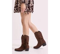 Rita Faux Suede Studded Tassel Detail Western Cowboy Calf Boots Faith Chocolate 7
