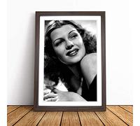 Rita Hayworth Framed Wall Art Print Walnut A3 | Ready to Hang, Satin Fine Art Paper, Fade-Resistant Inks, Acrylic Glazing, Securely Packaged, Made in the UK