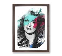 Rita Hayworth No.1 V2 Modern Framed Print | A2 Walnut Framed Wall Art | Ready to Hang | Modern Nature Picture | Living Room Bedroom Lounge Office