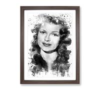 Rita Hayworth No.1 V3 Modern Framed Wall Art Print, Ready to Hang Picture for Living Room Bedroom Home Office Décor, Walnut A3 (34 x 46 cm)