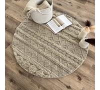 Rita Rugs Home Zephyr Round, 100% Wool, Artistic and Unique Hand Woven Woollen Round Area Rug for Bedroom, Living Room, Boho, Farmhouse, Modern, Beige, 150cm x 150cm, 150cm Round, 5ft x 5ft
