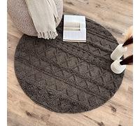 Rita Rugs Home Zephyr Round, 100% Wool, Artistic and Unique Hand Woven Woollen Round Area Rug for Bedroom, Living Room, Boho, Farmhouse, Modern, Dark Brown, 150cm x 150cm, 150cm Round, 5ft x 5ft