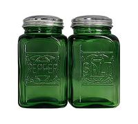 Ritadeshop Depression Style Glass Salt and Pepper Shakers (Green)