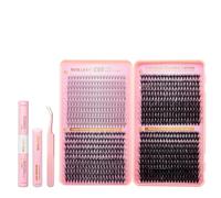 RITALASH DIY Eyelash Extension Kit, 800PCS Cluster Lash Book Set with Bond & Seal, Remover, Tweezers, D-Curl Lashes in 8-16mm (10D+30D+50D+80D Kit)