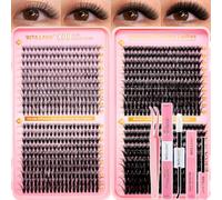 RITALASH DIY Eyelash Extension Kit, 800PCS Cluster Lash Book Set with Bond & Seal, Remover, Tweezers, D-Curl Lashes in 8-16mm (20D+40D+60D+100D Kit)