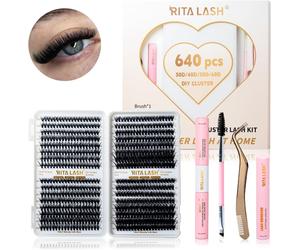RITALASH DIY Lash Extension Kit 640pcs Lash Clusters Eyelash Extension Kit 10-1