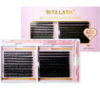 RITALASH Lash Extension Kit 400Pcs,DIY Lash Clusters Kit Individual Lashes 8-16mm Cluster Lashes,Lash Bond And Seal,Lash Remover,Tweezers For Eyelashes Extensions (60D+100D Cluster Kit)