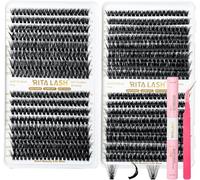 RITALASH Lash Extension Kit DIY 640pcs Lash Clusters Eyelash Extension, 10-16mm Individual Lashes with Lash Bond and Seal, Tweezers for Self Use (50D+60D+80D+100D KIT)