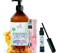 Ritalia® ANTI-CELLULITE CREAM 500ml & EYELASH SERUM 7ml Set | Firming Body Cream Reduces Cellulite & Smooths Skin | Lash Growth Serum for Longer Fuller Lashes | Natural Skincare & Beauty Kit