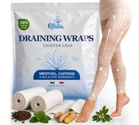 Ritalia Anti Cellulite Leg Wraps, Cooling Body Wrap for Tired Heavy Legs | Cold draining bandages, 10 m each, with menthol, caffeine and ginger, for thighs, tummy and arms that feel swollen